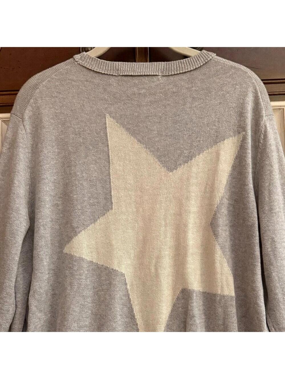 360 Sweater Gray crew neck with white star on back S